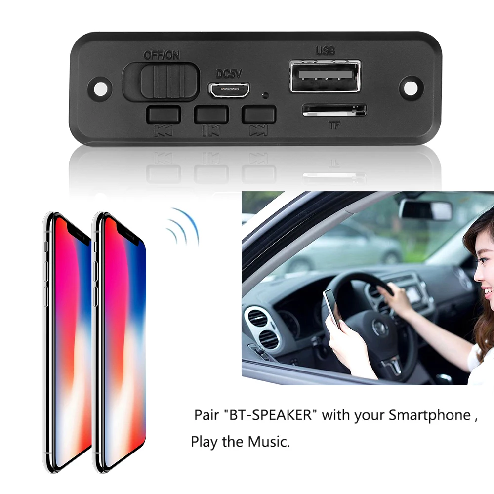 DC 5V 6W Amplifier MP3 Decoder Board 2*3W Bluetooth 5.0 Music Player USB Module FM AUX Radio Handsfree Call For Car Speaker