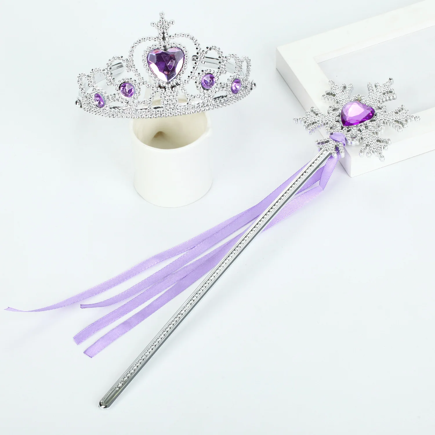 Princess Snowflake Diamond Stick Crown Set Magic Stick Queen Romance Princess Elsa Fairy Stick Children\'s Performance Props