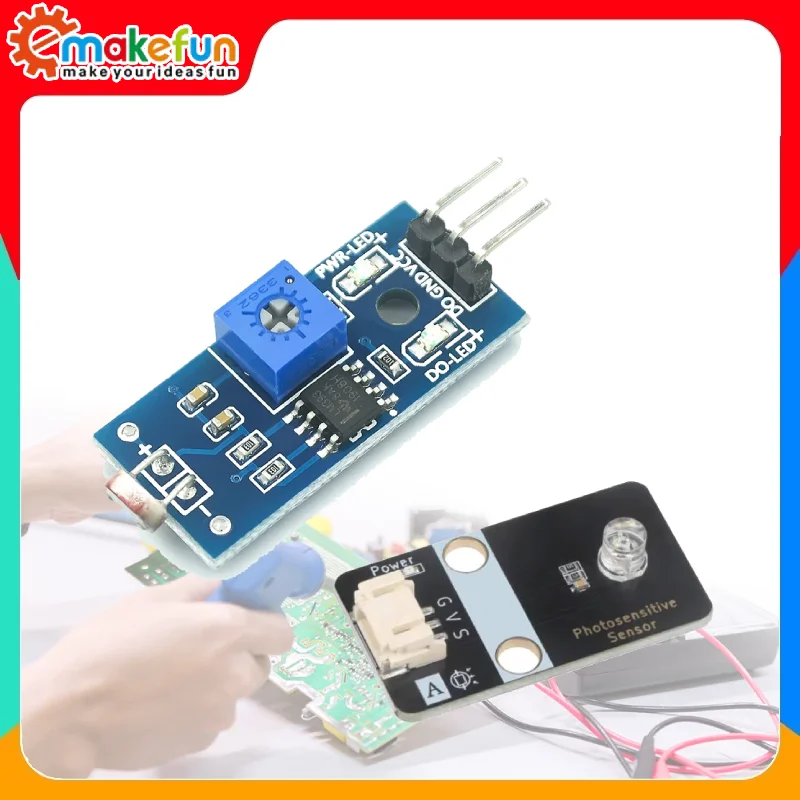 Módulo sensor fotorresistor, sensor de detección de luz fotoeléctrico de brillo, detección fotométrica compatible con Lego