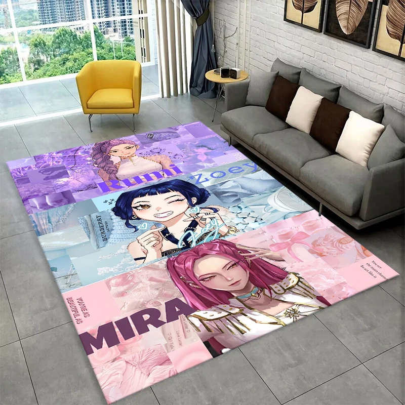 KPop D-Demon Hunters Girl Group Cartoon Non-Slip Area Rug for Living Room,Bedroom,Kid Playroom,Carpet Floor Mat Home Decor Gift