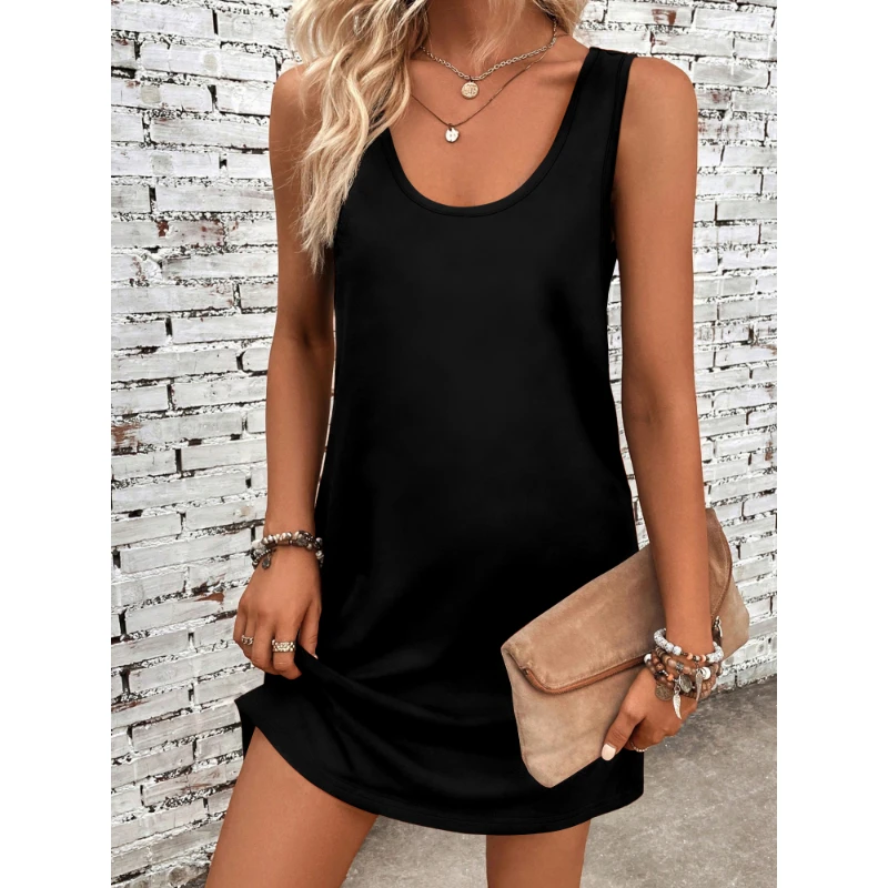 

Women's Tops Elegant Dating Solid Colour Sleeveless Vest and Knee Skirt Hundreds Of Skin Friendly Female Vest Dresses