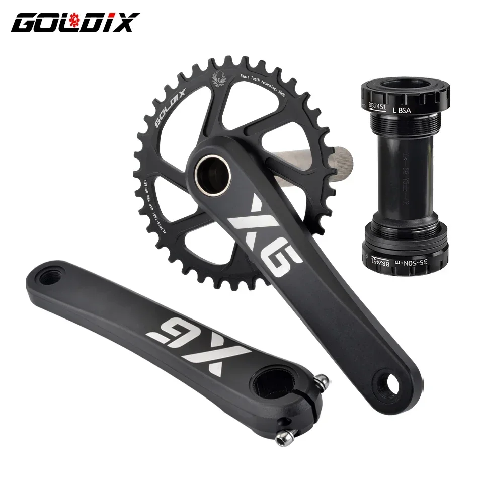 GOLDIX BIcycle Crankset 170/175mm Length Forging Crank Wide and Narrow Teeth Chainring 30/32/34/36/38T Install Directly