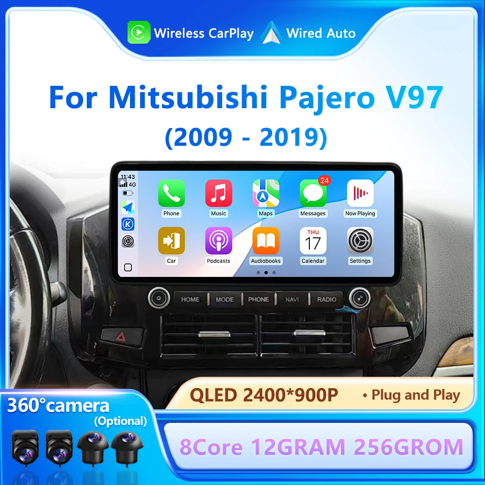 أندرويد لميتسوبيشي باجيرو V97 2009 - 2019 اللاسلكية Carplay DSP ستيريو نظام تحديد المواقع والملاحة 4G واي فاي IPS BT ملحقات شاشة تعمل باللمس #1