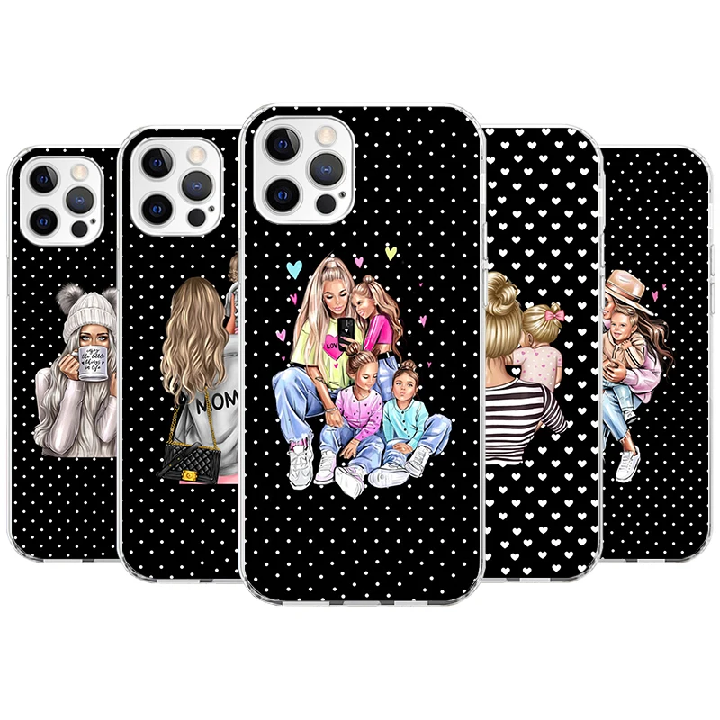 Fashion Family Mother Mom Baby Phone Case For iPhone 11 12 13 Mini 14 15 Plus 17 Air 16 Pro Max 16E 7 8 SE 2020 Customized Print