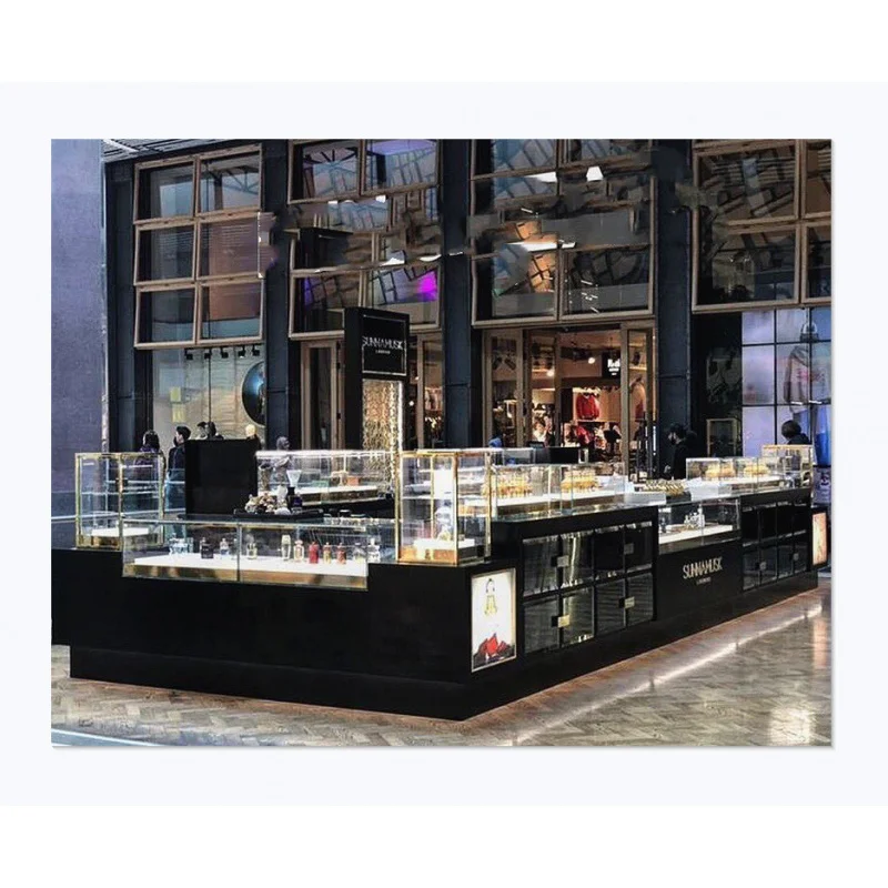 

Customized. luxury style perfume display cabinet shopping mall kiosk glass perfume kiosk