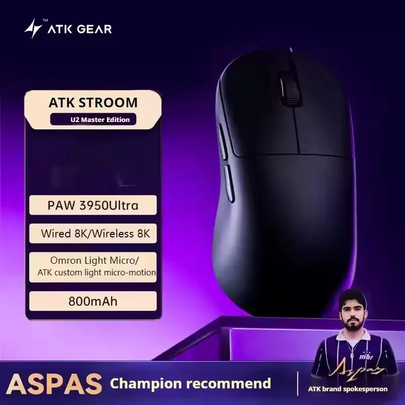 ATK U2 Ultra Pro Max NeaLink Wireless Gaming Mouse Paw3950Ultra 8K 2.4G Wired Ergonomics Esports FPS Gamer Tri Mode Mouse