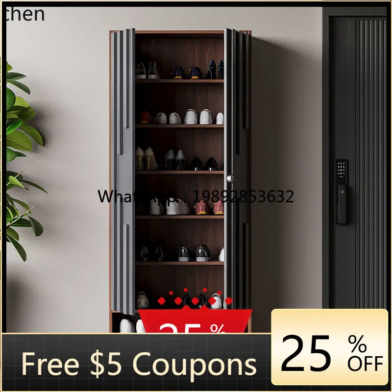 household door storage cabinet integrated against the wall outdoor aisle elevator entrance solid wood porch cabinet
