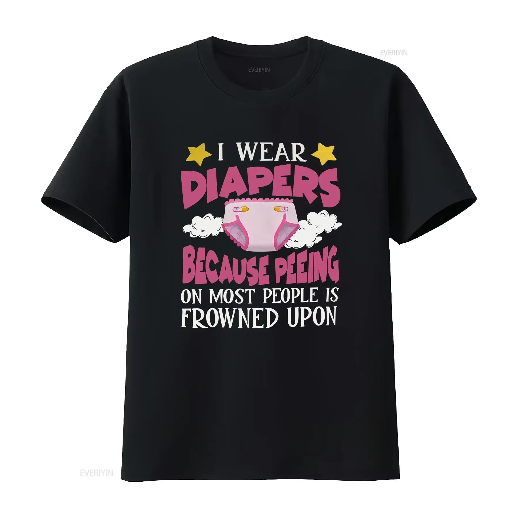 I Wear Diapers Because Peeing On Most People Is Frowned Upon Baby Diaper T Shirt vintage Washed Unisex Soft Slightly