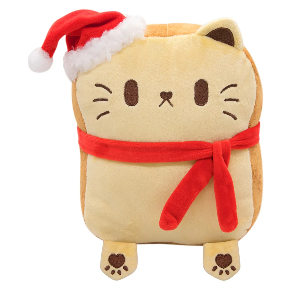 Accesorios de estatuilla de fantasía de Cosplay de Navidad, lindo gato en forma de pan, peluche de felpa, regalos de cumpleaños de Navidad, mascota, decoración de Halloween, 25cm