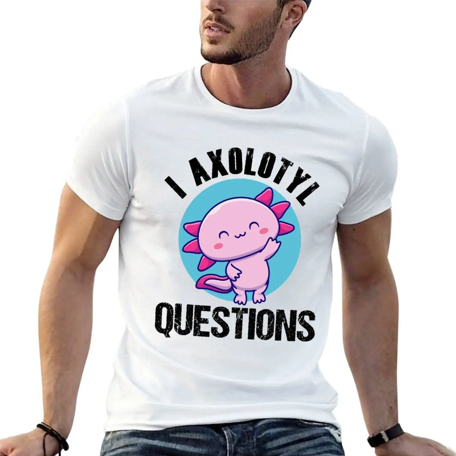 Vintage Retro I Axolotl Questions - Funny Axolotl Mom Dad Science Trending, Animals And Fish Lovers T-Shirt