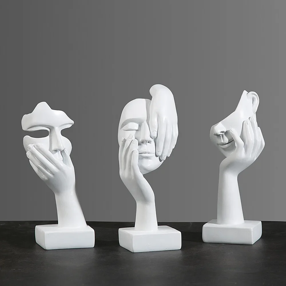 YuryFvna Resin Abstract Mask Statues European Miniature Figurines for Interior Home Office Desktop Figure Ornament Decor