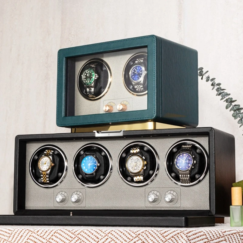 

Automatic Watch Winder Rotating Mechanical Watch Winders Leather Watches Storage Box Luxury Home Organizer Winding Watches Case