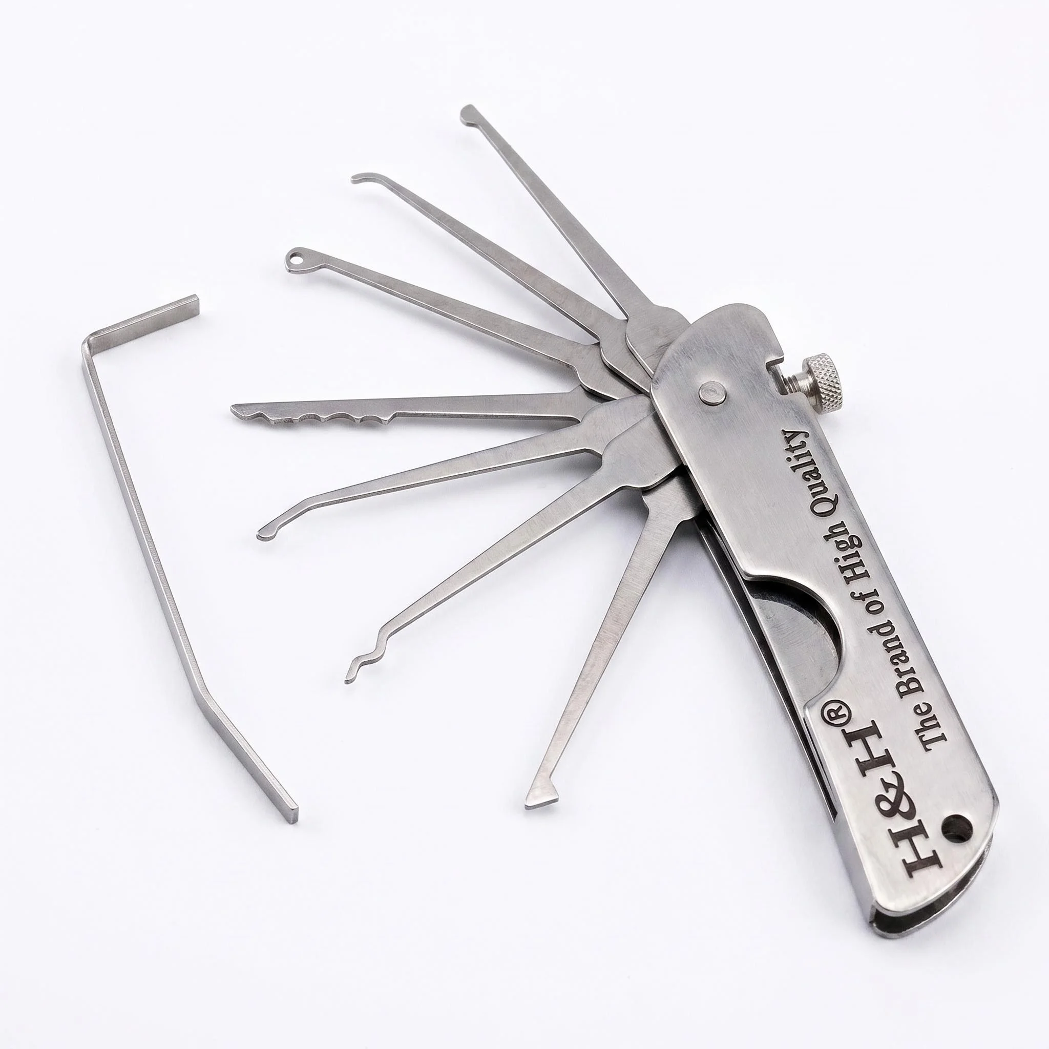 Portable Folding Lock Pick Set, Heavy Duty Metal Multi Tool Kit for Locksmiths, Home Emergency Entry, Skill Practice