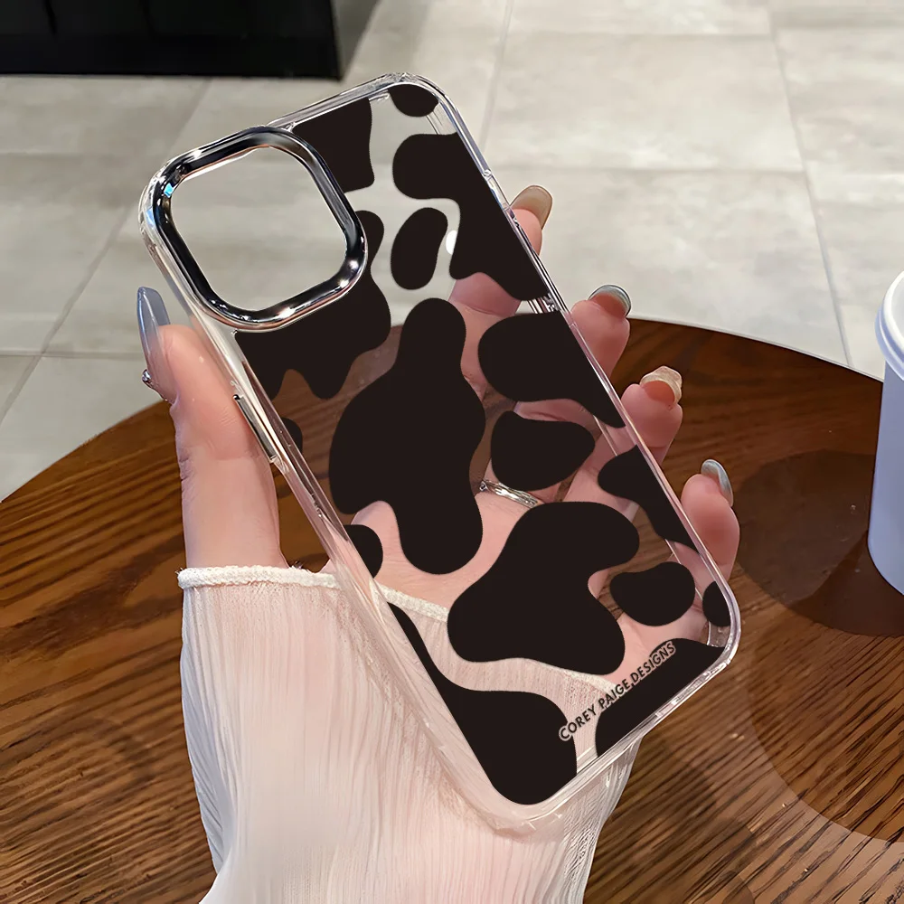 Niedliche Kuh-Druck-Silikon-Handyhülle für iPhone 17 Pro Max Air 16 Pro Max 15 Pro 14 13 12 11 Weiche transparente Schutzhülle