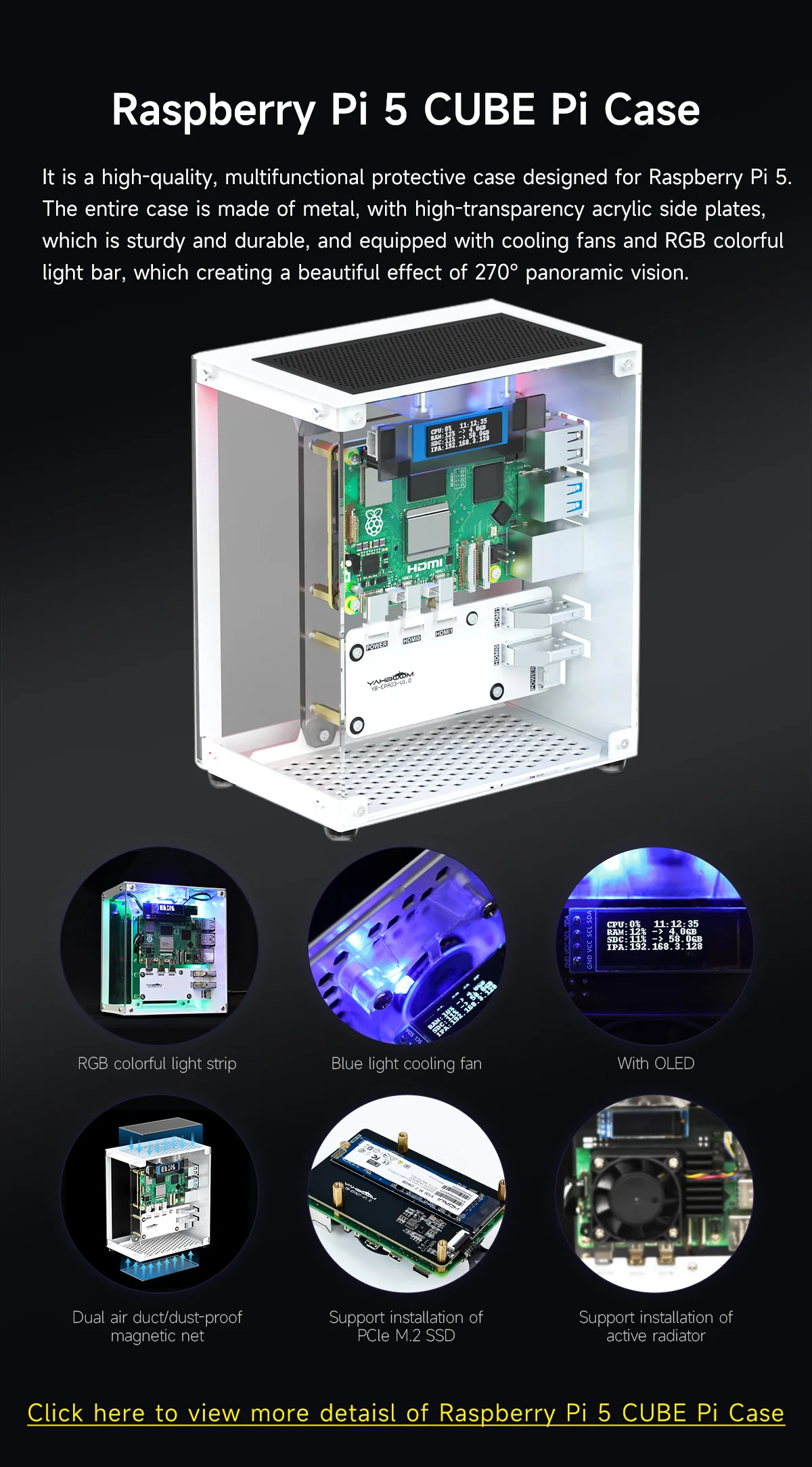 Original Raspberry Pi 5 1G 2G 4G 8G 16G RAM Entwicklungsboard KI Großes Sprachmodell-Kit Gehäuse Lüfter Netzteil Zubehör – Detail 14