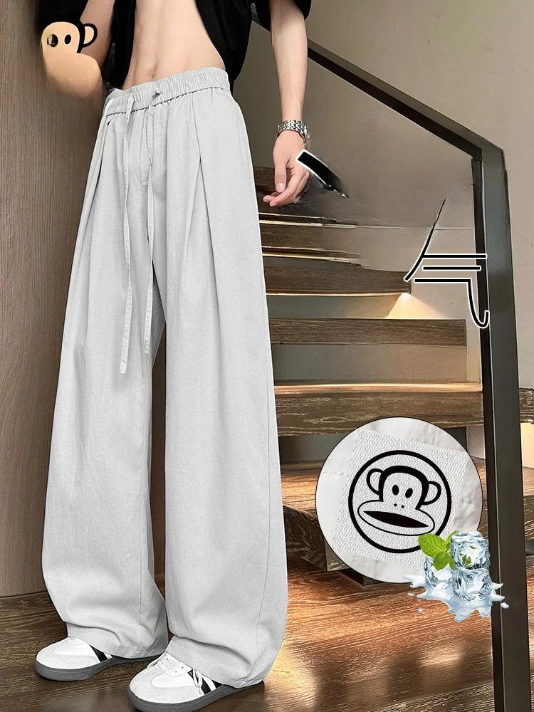 

Летние тонкие повседневные брюки PaulFrank для мужчин: модные, свободные, дышащие, с эффектом прохлады, прямого кроя, комфортные, с прямыми штанинами.