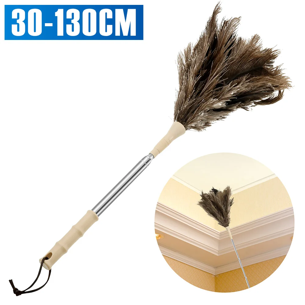 30-130CM Adjustable Ostrich Feather Duster Efficient Duster Furniture Cleaning Tool with Retractable Handle for Painting Craft