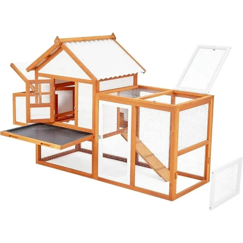 t Chicken Coop Hen House, Large Walk in Wooden Chicken Duck Coop Accessories for 6/8/10 Chickens, Portable Outdoor Rabbit Hutch