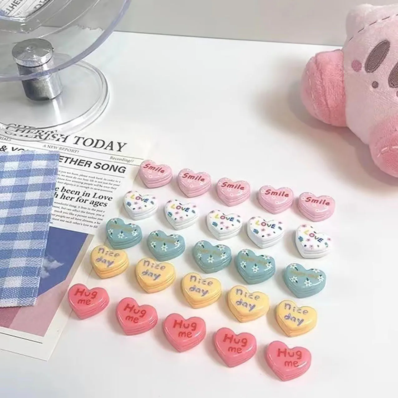 5/10pcs English letter heart-shaped refrigerator magnets suitable for refrigerator, office, home, whiteboard decoration