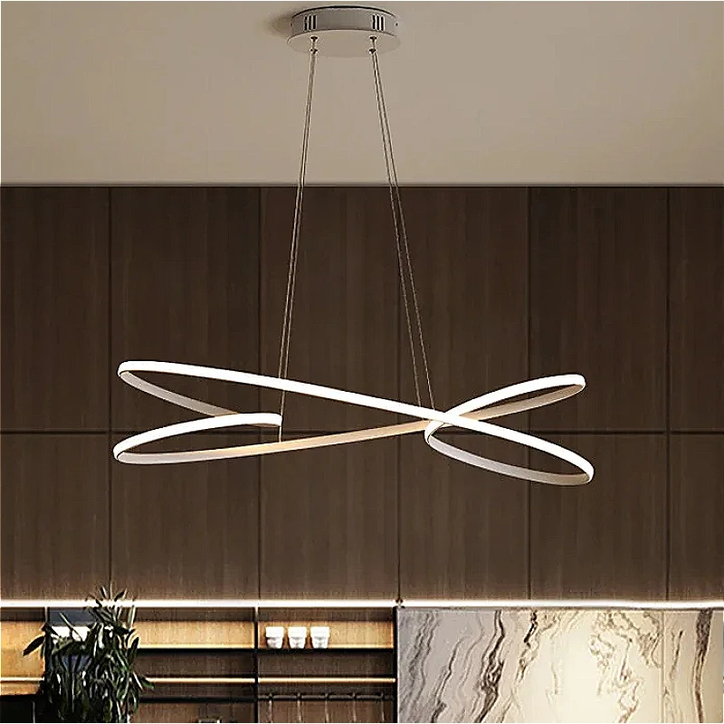 Minimalist Design Metal Chandelier Kitchen Living Room Dining Room Hanging LampSimple Nordic Modern Aluminum Led Pendant Lights