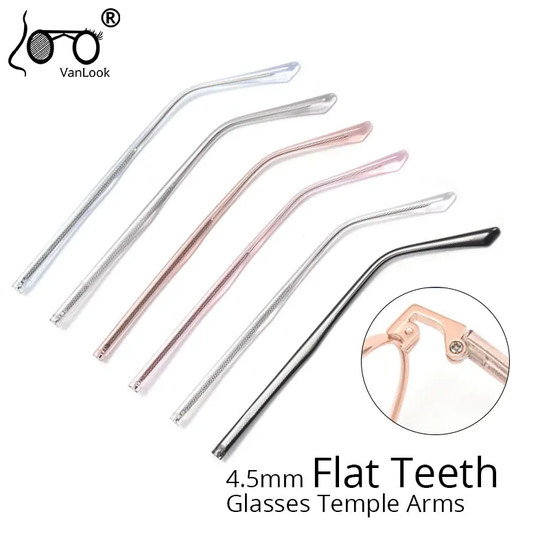 Eyeglasses Temple Arms 4.5mm Width Flat Teeth Crystal Wrapped Metal Glasses Legs Replacement Eyewear Repair Accessories
