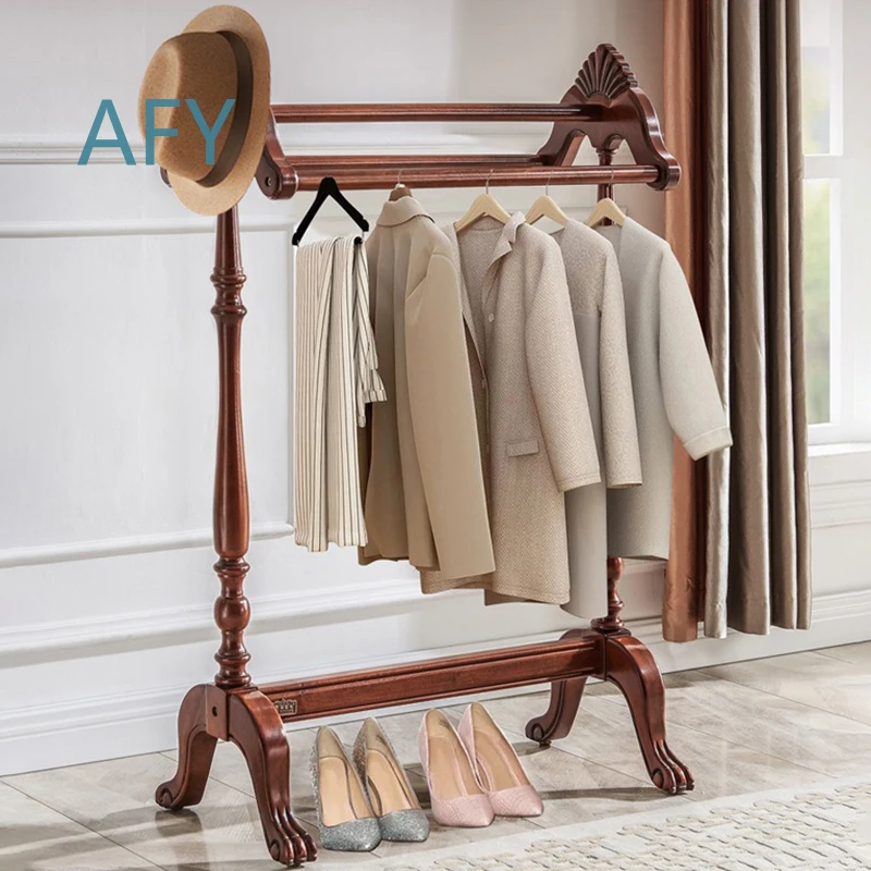 Solid Wood Oak Coat Rack for Home Furniture for Living Room for European Style for Standing Clothes Racks for Floor Hanging