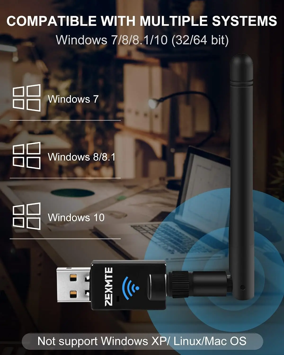 Adaptador Bluetooth 5.0 Zexmte-USB, Transmissor de áudio, Receptor para Windows 10, 8, 8, 100m, 20m, 50m, Dongle Bluetooth 5.1