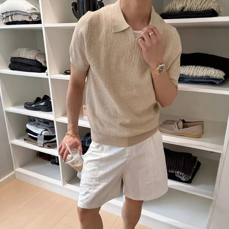 Men's T-shirt Summer New Fashionable Outdoor Leisure Breathable Comfortable Knitted Sports T-shirt Top