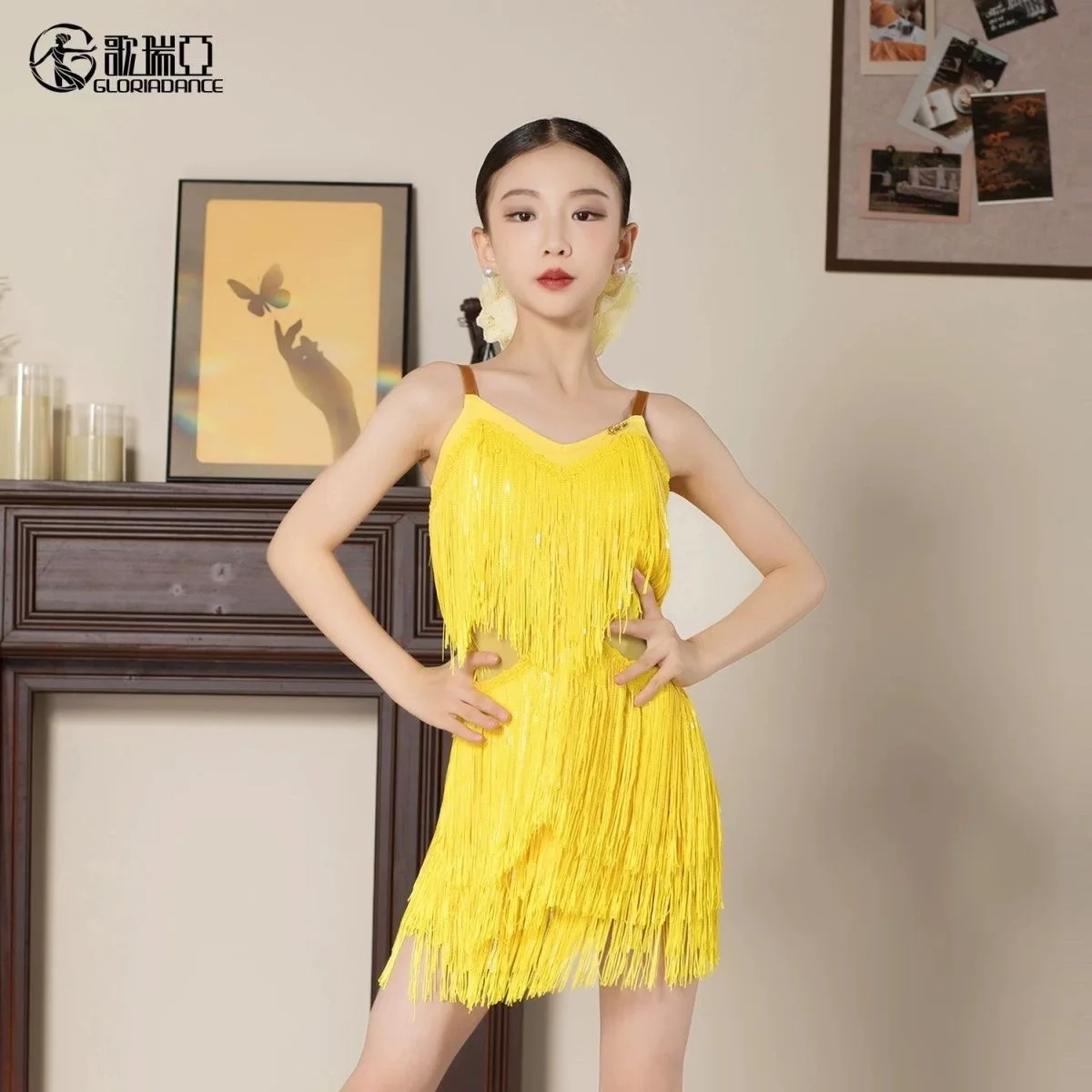 Costume de danse ligne, nouveaux produits, vêtements de danse, jupe à franges, gris argent, robe de danse Latino pour femmes, Costume de scène pour filles