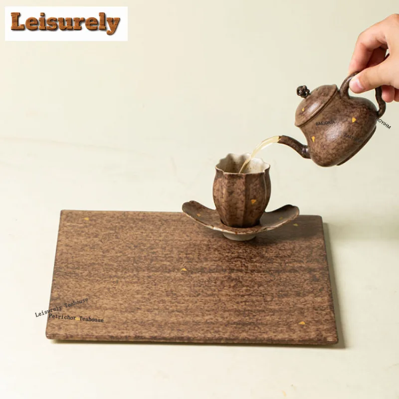 HOYIHM Ocher Glazed Sprinkle Gold Pot Bearing Holder Zisha Pot Anti-scald Mat Dry Bubble Table Tea Tray Coasters Tea Items Craft