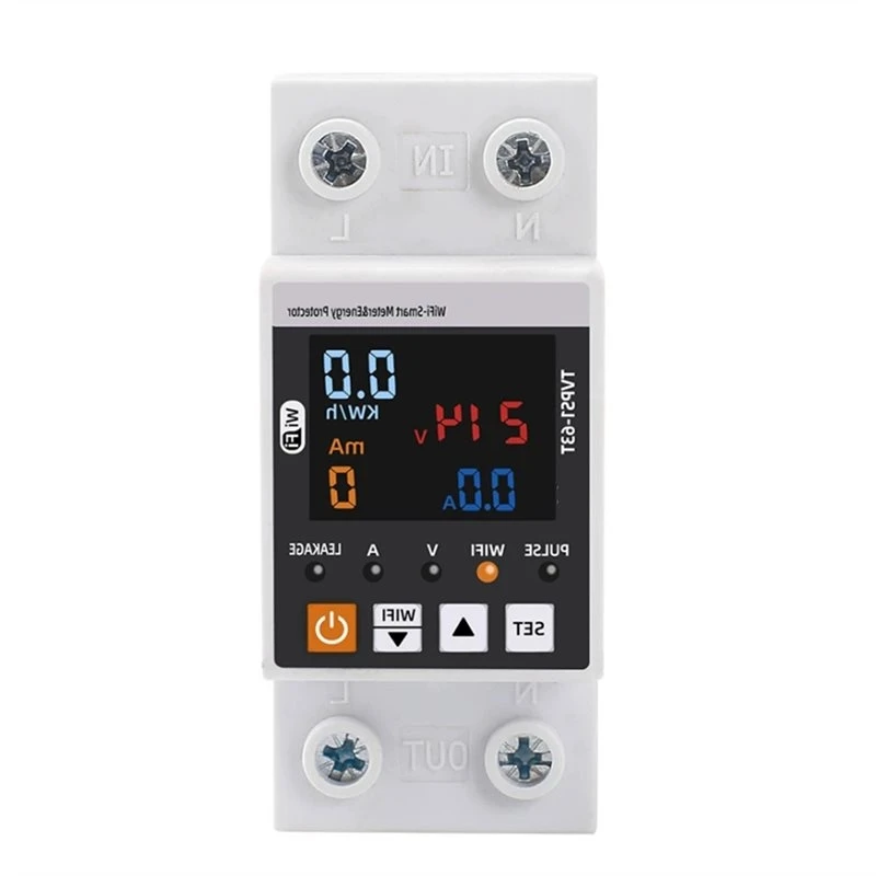 A01F-Relay Device Switch 63A TUYA Wifi Circuit Earth Leakage Over Under Voltage Protector Breaker Energy Power Kwh Meter