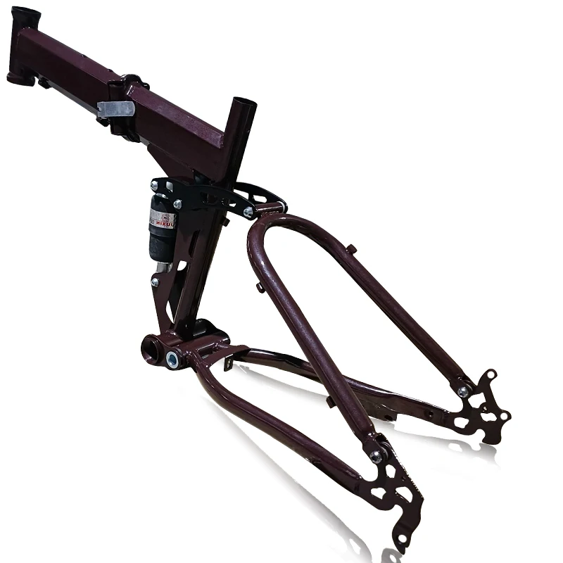Kalosse 20*4.0 Carbon Steel Full Shock Beach Bicycle 150MM Travel Snow Bike Frame 20 Inch