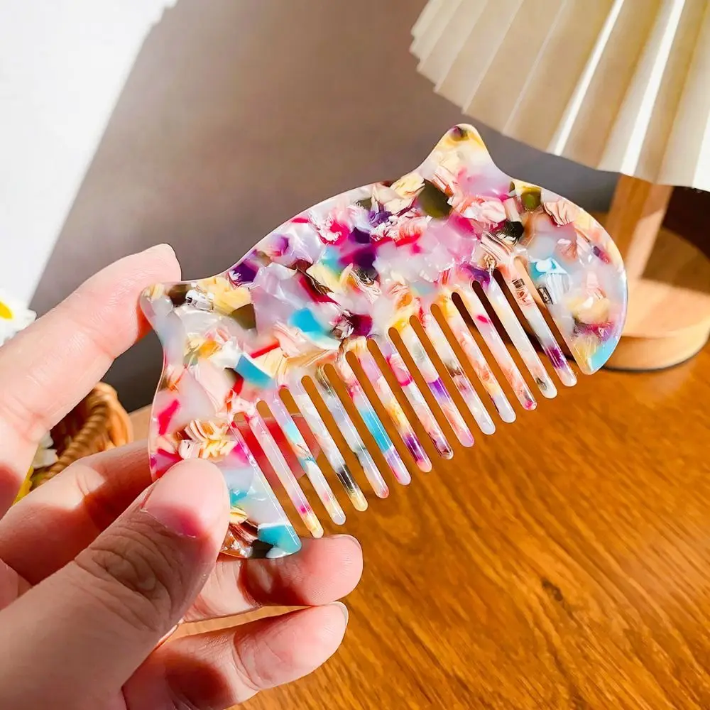 

Cat Ear Shaped Acetate Comb Wide Toothed Colorful Makeup Comb Hair Styling Tool Hair Accessories Hairdressing Comb Women