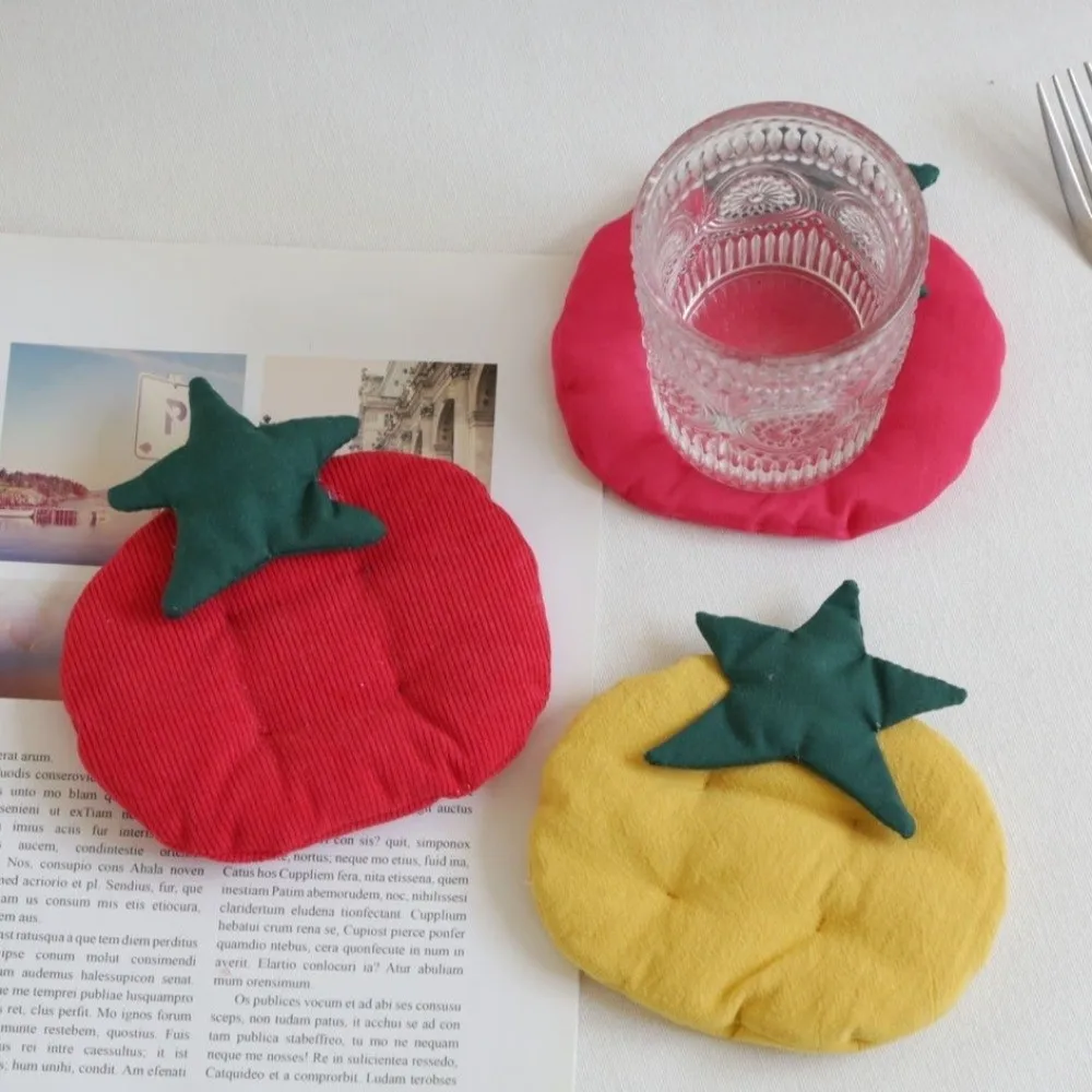Washable Thick Tomato Shaped Coaster Anti-Scalding Kawaii Insulation Pad Decorative Non-Slip Tea Cup Mat Table Decoration 4