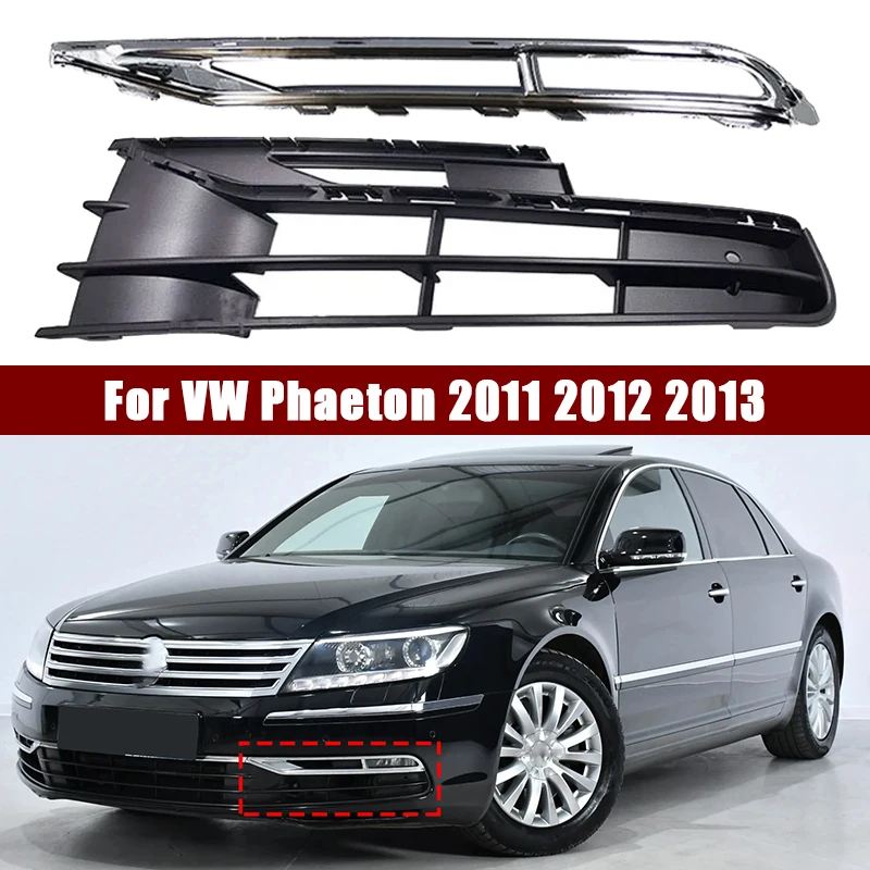 

Auto Front Bumper Fog Lamp Grill and Car Daytime Running Light Trim Cover For VW Phaeton 2011 2012 2013 3D0807243 3D0853666J