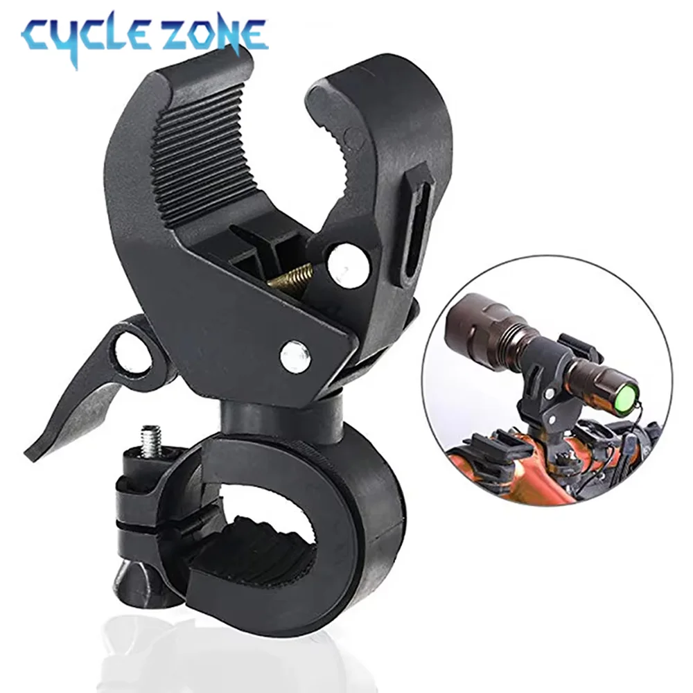 360 Degree Rotatable Bike Light Bracket MTB Road Bike LED Flashlight Mount Holder Universal Flashlight Holder Front Light Clip