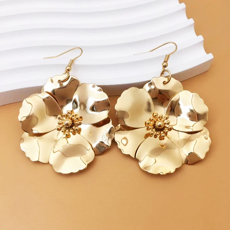 

New Fashion Multi-color Big Flower Drop Earrings for Women Birthday Party Girls Delicate Enamel Floral Earring Jewelry