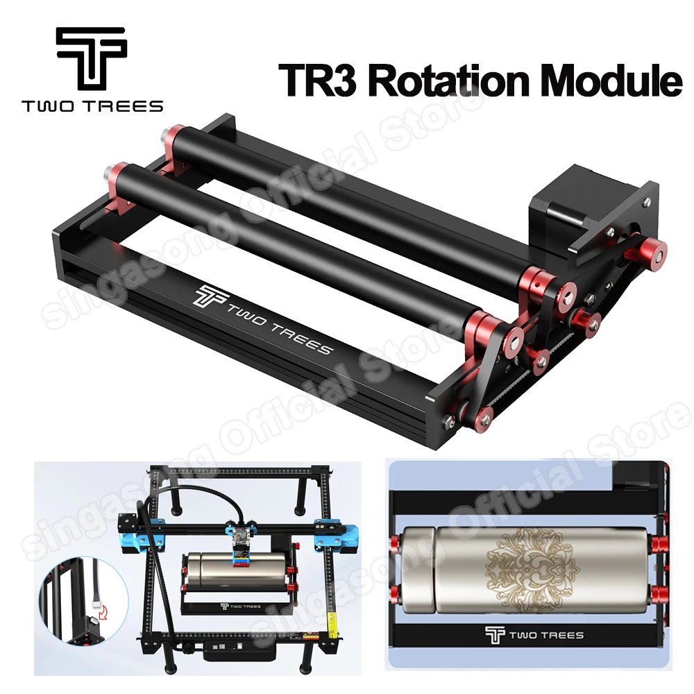 

Twotrees TR3 Rotation Module Laser Engraver Y-axis Rotary Module for Laser Machine Engraving Cylindrical Objects 360°Rotary