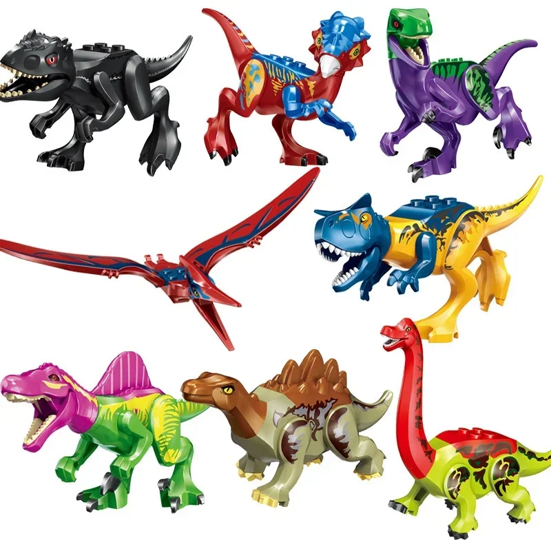 Verriegelung blöcke Jurassic Dinosaurier Tyranno saurus Rex Wyvern Velociraptor Stegosaurus Bausteine Spielzeug für Kinder Dinosaurier