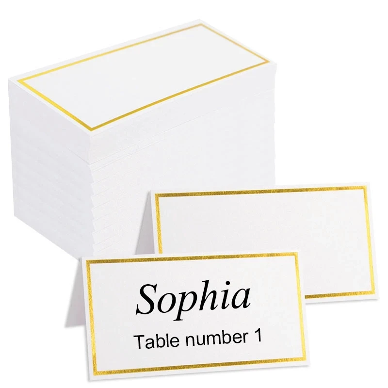 10-50 Stück Gold Bronzing Name Tischkarten Hochzeit Sitzgelegenheiten Nummer Karte Tischdekoration Weihnachten Geburtstag Party Grußkarte