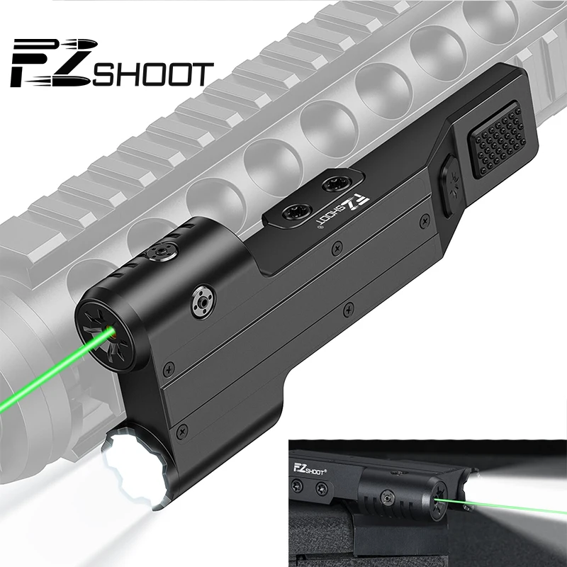 

EZshoot Flashlight 1600 Lumen Rifle Light Green Laser Combo USB Rechargeable Picatinny Rail Tactical Strobe Mode