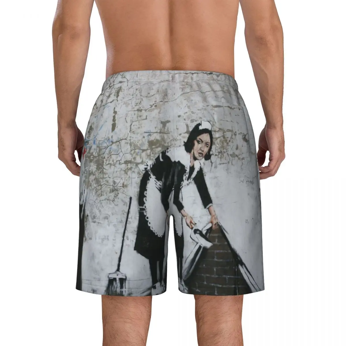 Custom Sweep It Under The Carpet costume da bagno Mens Quick Dry Board Shorts Banksy Street Pop Art costumi da bagno abiti Boardshorts