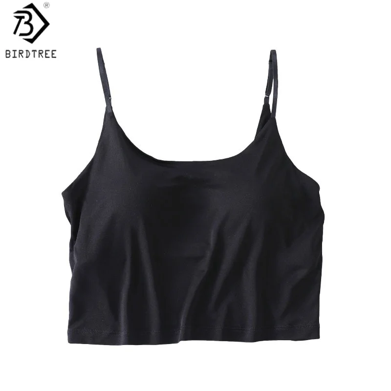 

Майка-топ Birdtree из 100% шелка 6А с вшитыми чашечками, вязаная безрукавка, женский однотонный повседневный топ без рукавов, новинка 2026 года T62418JF