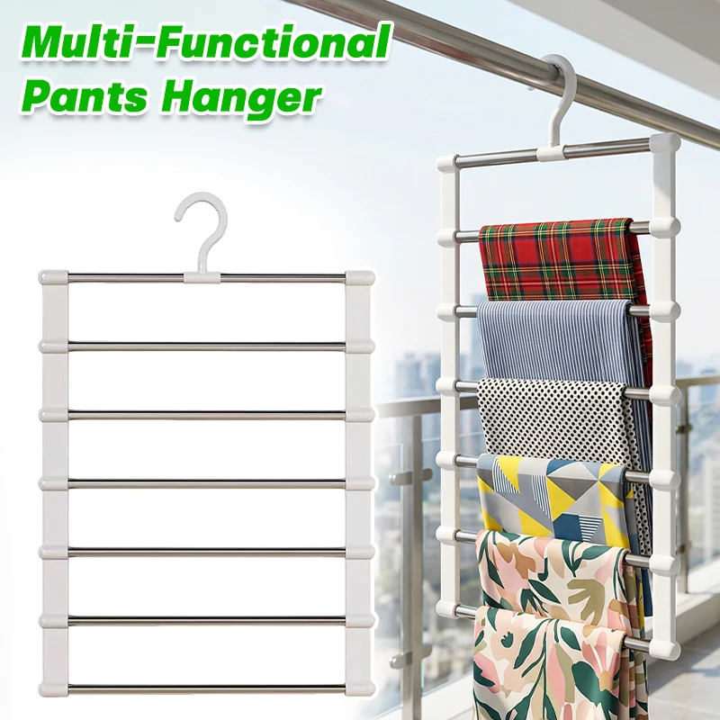 

Multi functional pants rack, cloud ladder hanging, folding pants rack, stainless steel pants clip, multi-layer seamless storage