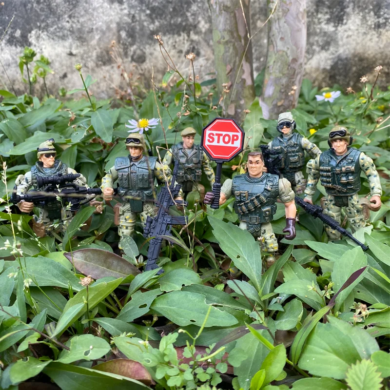 Army Men e SWAT Team Action Figures Playset, soldados das forças especiais, jogo de guerra da Segunda Guerra Mundial, armas militares, modelo para criança, presente do menino, 6 peças