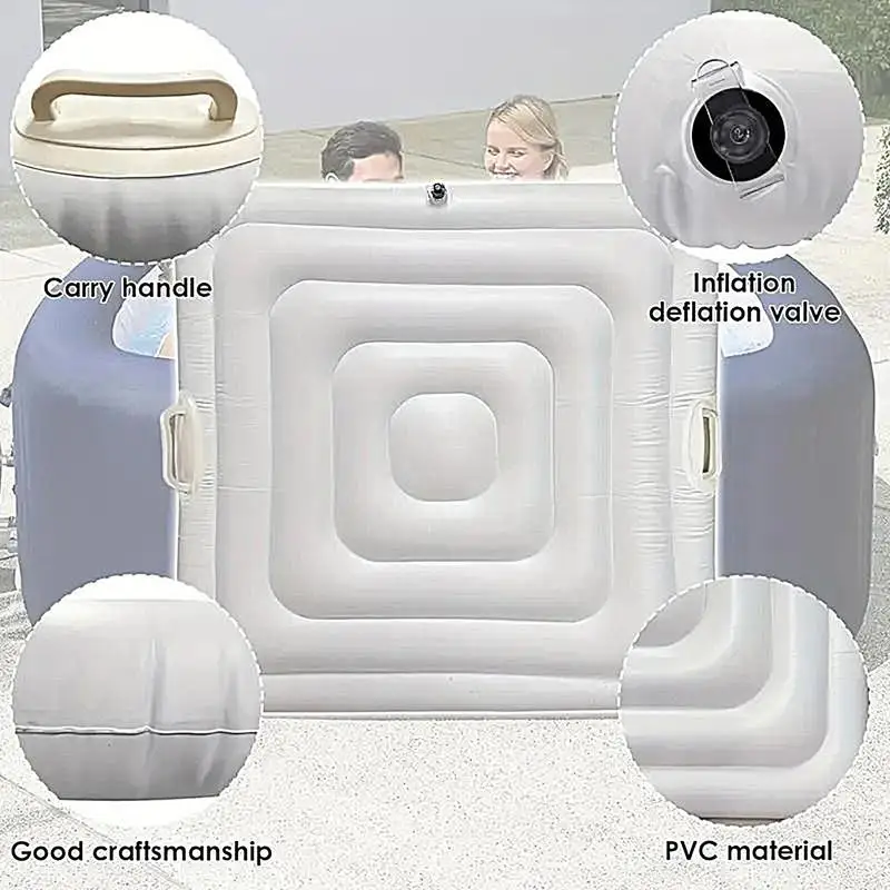 

Inflatable Hot Tub Cover Dustproof Rainproof Insulated Pad Energy Saving Lid for Square Hot Tub 4.2ft Inflatable Hot Tub Cover