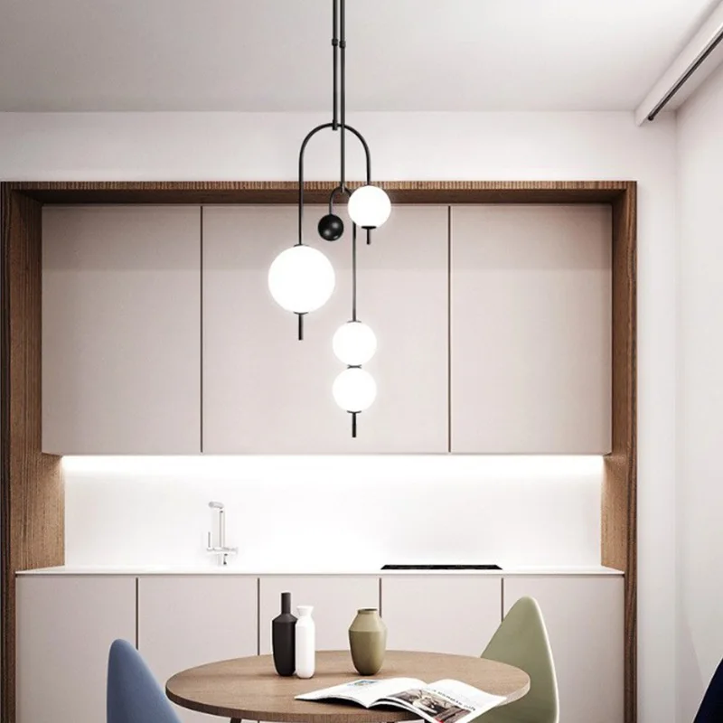 Nordic Minimalist Design LED Ceiling Chandeliers Lamp Magic Bean Pendant Light Home Decoration Counter Office Restaurant Bedroom
