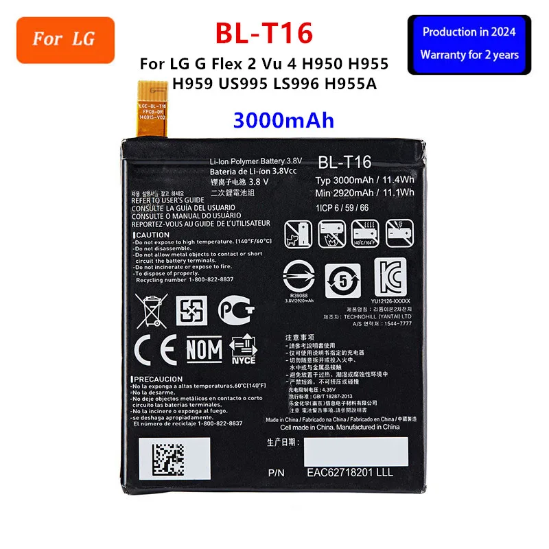 

Original BL-T16 3000mAh Battery For LG G Flex 2 Vu 4 Vu4 H950 H955 H959 US995 LS996 H955A BL T16 Mobile phone Batteries