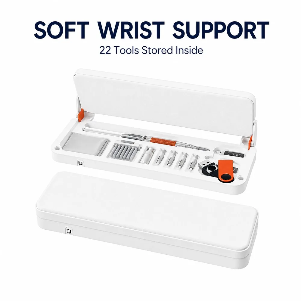 Multifunction Keyboard Wrist Rest 22PCS Electronics Cleaning Tool Kit for Keycaps Screen Earbuds Ports Laptop and Phone
