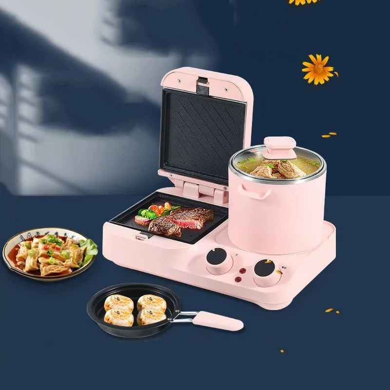 Máquina de desayuno eléctrica automática, electrodoméstico multifunción, cafetera para sándwich, Mini horno doméstico, sartén para freír, tostadora para parrilla